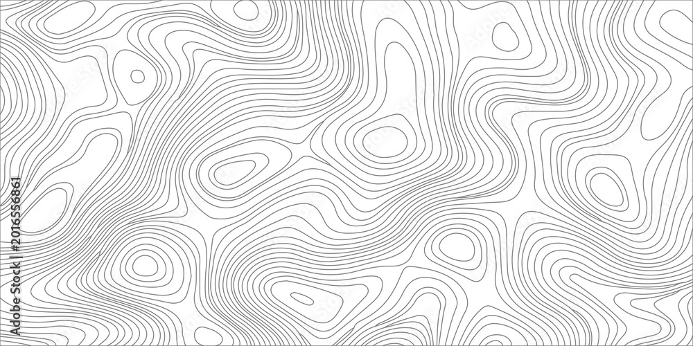 Fototapeta premium Abstract topographic map contour background with grey wavy lines on white for minimal vector design. A high-quality vector style topographic map background, organic grey contour lines