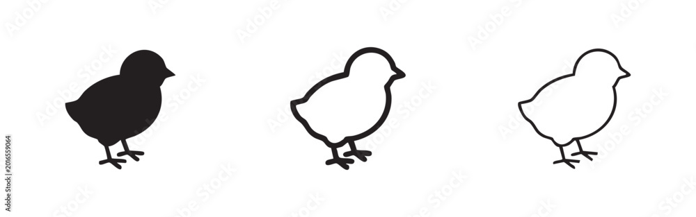 Fototapeta premium Baby Chick Icons for Farm and Nature Themes