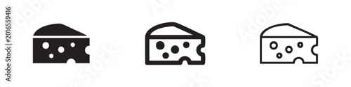 Foto Piece of Cheese Wedge Icon Set for Dairy and Food Appetizer
