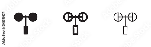 Bild auf Leinwand Anemometer icon set, wind speed meter or weather instrument in various styles