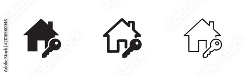 House and Key Icon Set - Real Estate and Home Ownership Symbols