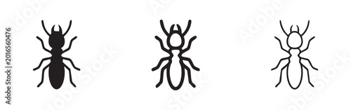 Konstfotografi Ant icons set. Insect symbol in solid, outline, and linear style.
