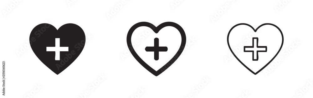 Obraz premium Health and Medical Care Icon Set, Wellness Plus Symbol, Healthcare Favorite Graphic