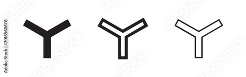 Fotografía Y-shape junction or slingshot icon set in three different styles, isolated