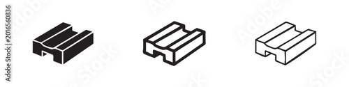 Cuadro en lienzo H-beam icon set: black, outline, and filled outline