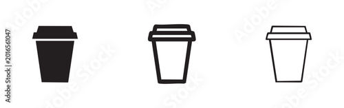 Bild auf Leinwand Coffee Cup Takeaway Icon Set - Disposable Drink Container Symbol for Cafe and Be