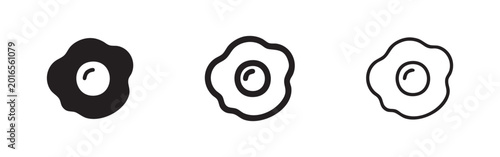 Obraz na plátně Fried Egg Breakfast Icon Set - Sunny Side Up Cooked Egg Symbol, Food and Kitchen