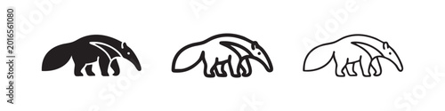 Schilderij op canvas Anteater Animal Icon Set - Wild Mammal with Long Snout, Wildlife Vector Illustra