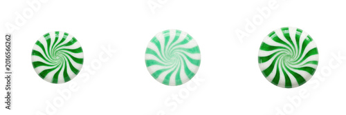 Photos Traditional Green Peppermint Swirl Candy Isolated on White Background, PNG