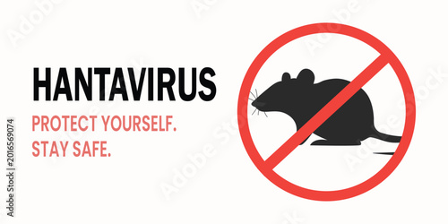 Hantavirus poster with rat symbol. Vector illustration about rodent-borne disease prevention and infection risk. Medical banner.