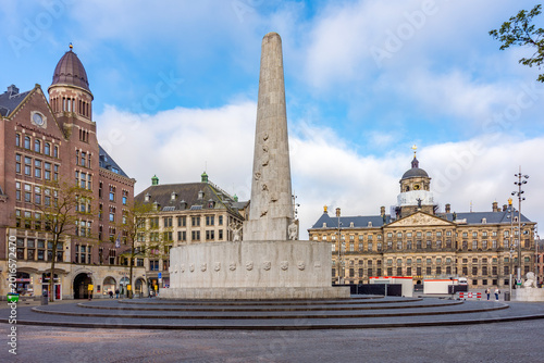 National monument and Royal palace on Dam square, Amsterdam, Netherlands