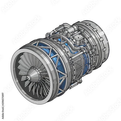 Tableau sur toile 3D Model Jet Engine Turbine