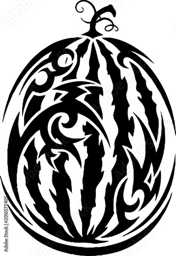 Watermelon with tribal pattern and abstract designs