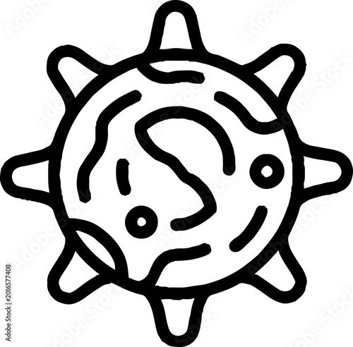Celestial sun or microorganism cell icon outline