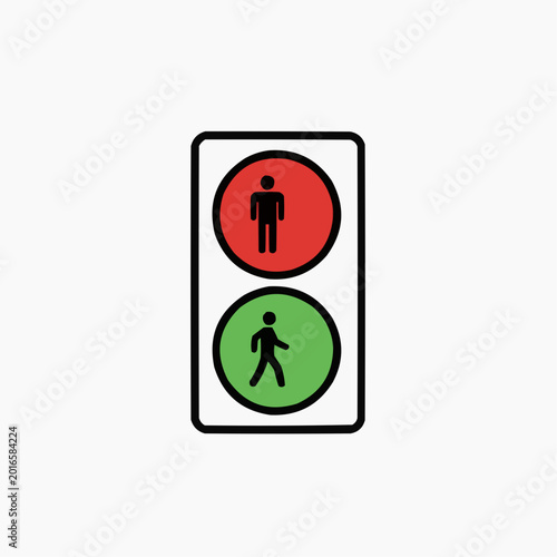 Traffic Signal Sign: Stop or Walk for Pedestrians