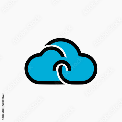 Cloud Computing Symbol in Sky Blue Color 