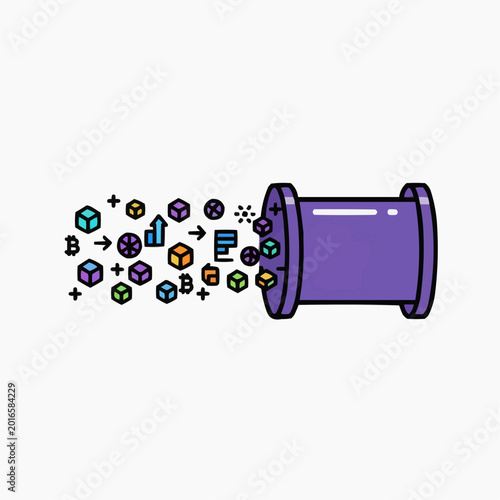 Data Flow: Abstract Illustration of Information Transfer through a Pipe
