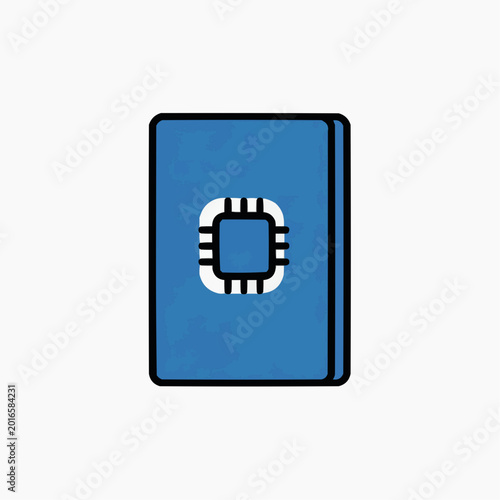 Electronic Device Chip on Blue Background