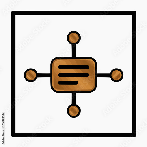 Abstract Digital Network Icon within a Square Frame