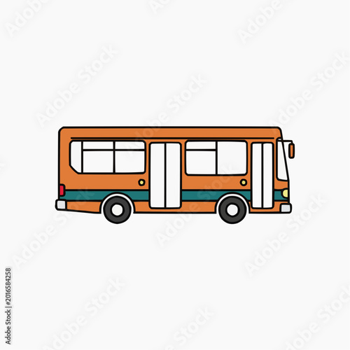 Orange Bus Cartoon Illustration