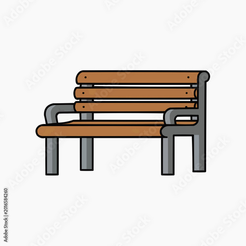 Wooden Park Bench in Detailed Illustration