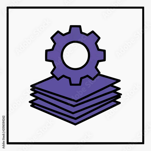 Gear Icon Symbolizing Settings on Stacked Layers 