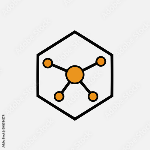 Abstract Hexagon Logo with Molecular Structure Design