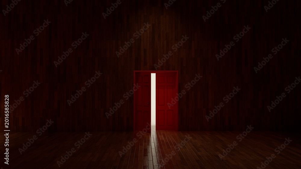 Naklejka Dark Room Door Minimal Light Liminal Space