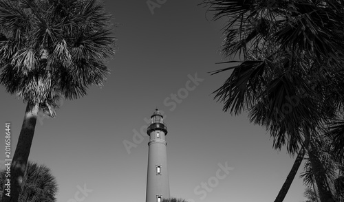 Foto Black and White image of the Ponce Inlet ligjthouse on the Florida Coast