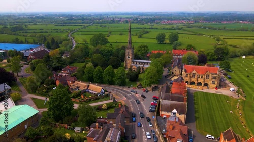 Aerial landscape showing Repton village landmarks and heritage architecture
