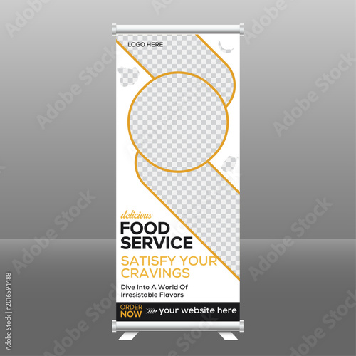 Modern Food Service Roll Up Banner Template Design
