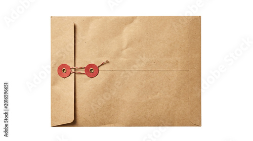 Kraft brown string button envelope isolated on transparent background png