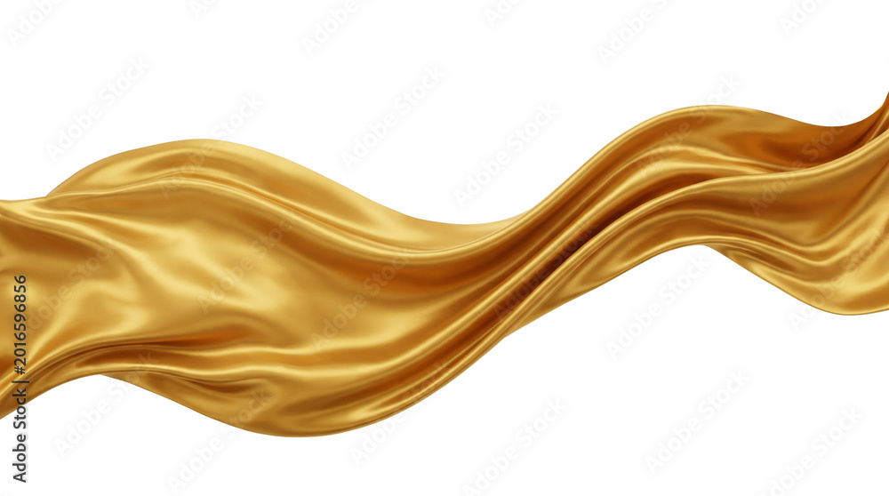 Elegant luxury flowing golden silk isolated on transparent background png