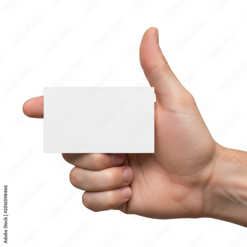 Fototapeta premium Hand holding blank white business card