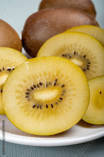 Fresh ripe yellow gold kiwi berries fruits