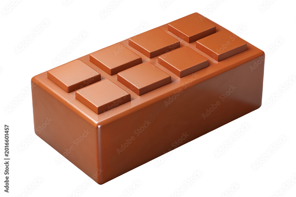 Fototapeta premium Brown Lego Brick 3D, Toy Building Block Render Isolated on Transparent PNG