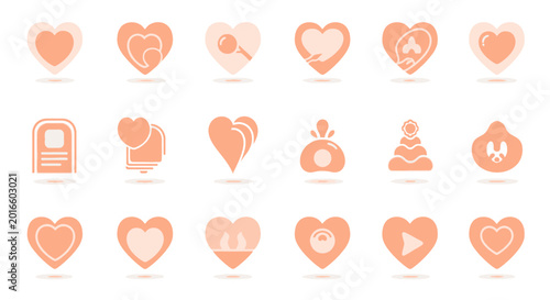 фотографія Collection of various heart icons.