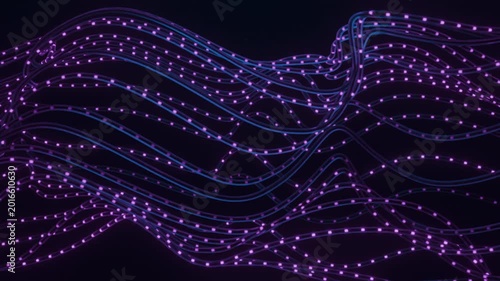 Small packets of data move through fiver optics cables seamless looping 3d animation
