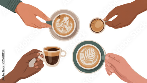 Quadro em tela Vector illustration of red chili peppers and spice roundels on rustic wooden bac
