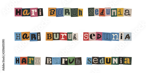 Canvas-taulu Hari Buruh Sedunia ransom note style typography, collage letters for internation