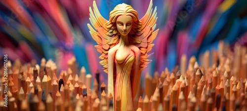fairy angel shaped matchstick carving,generative AI