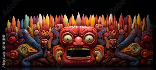 banyan monster shaped matchstick carving,generative AI