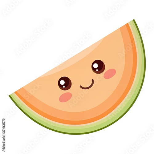 A cute cartoon slice of watermelon with a happy face