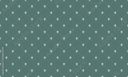 Elegant teal background featuring a repeating fleurdelis pattern.  Perfect for invitations, websites, or any project needing a sophisticated, classic touch.