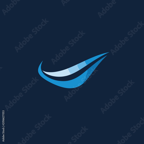 Blue swoosh logo design element.