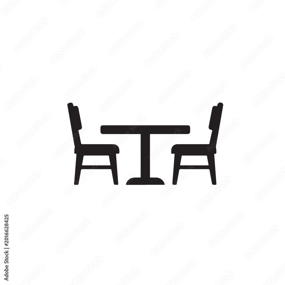 Fototapeta premium Cafe table and chair icon vector template