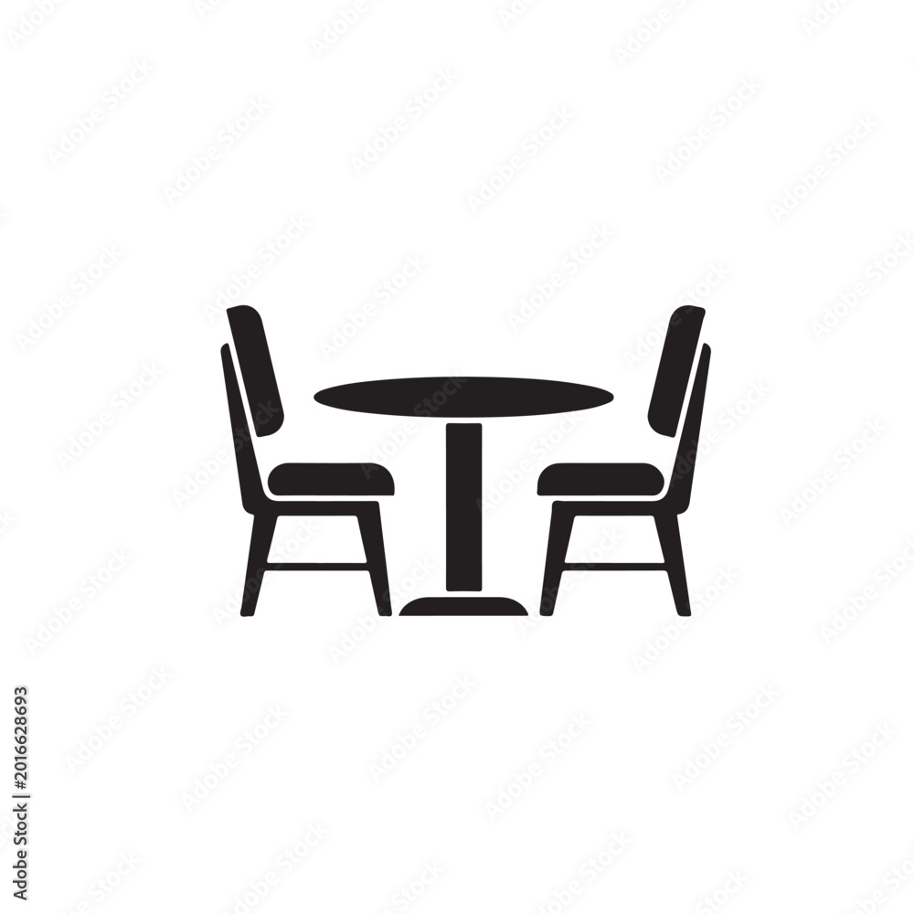 Fototapeta premium Cafe table and chair icon vector template