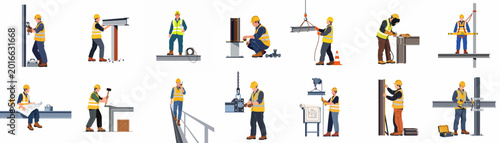 Konstfotografi Diverse collection of flat vector illustrations depicting people caring for Monstera deliciosa houseplants through potting, pruning, and nurturing activities