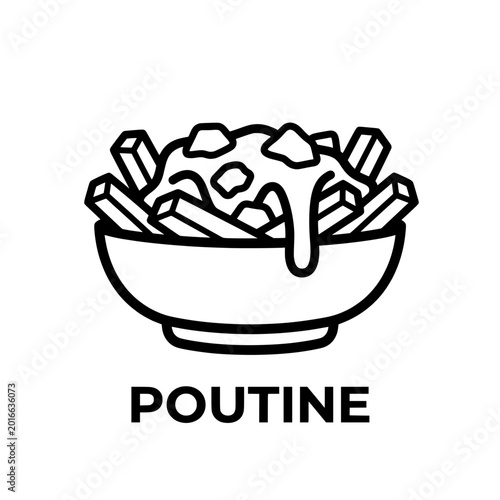 Illustration of Poutine Dish with Crispy Fries and Cheese Curds.