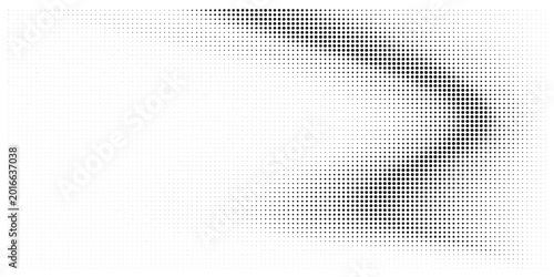 Curved halftone dot pattern graphic with halftone abstract background monochrome grayscale